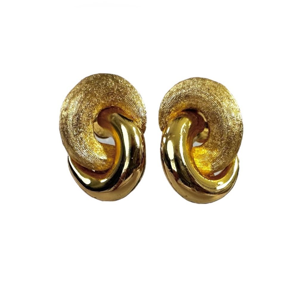 ✨DIOR Vtg 80s Pierced Chunky Knot Earrings w COA - Picture 6 of 16